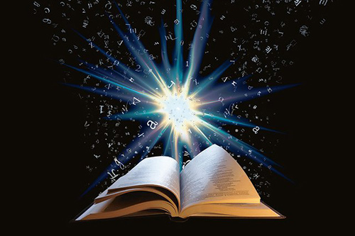 Mystical book with light