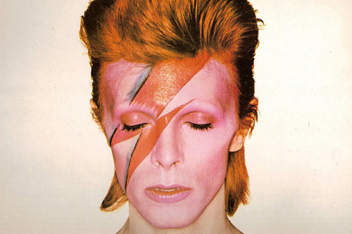 Photo of David Bowie with iconic lightening makeup